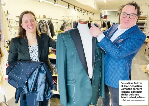  ?? PHOTO COURTOISIE ?? Geneviève Poitras et Jean-Sébastien Gamache gardent le moral dans leur atelier de la rue Saint-Hubert, à Montréal.