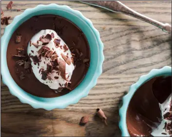  ?? COURTESY OF AMERICA’S TEST KITCHEN ?? Chocolate Pots de Crème consist of chocolate custard with whipped cream and can be topped with cocoa powder or chocolate shavings.