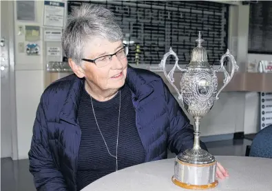  ?? PHOTO: LOGAN SAVORY ?? Century up . . . Queens Park Ladies Golf Club club captain Jo Raines with the Stead Cup, which will be contested for the 100th time in Invercargi­ll this week.