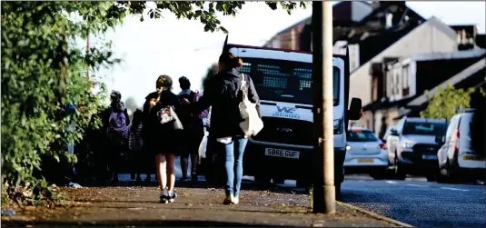  ??  ?? Dalness Street in Tollcross where five-year-old Lennon Toland was killed by a van mounting a pavement. One year on, family are upset by vans parking on the path