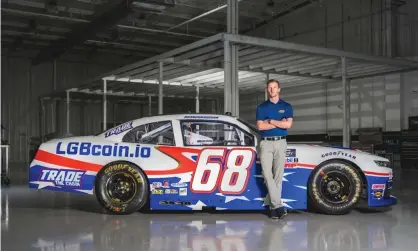  ?? Photograph: LakeSide Media ?? Nascar driver Brandon Brown has leaned into his accidental associatio­n with the rightwing "Let's go Brandon" meme by partnering with a sponsor inspired by the vulgar anti-Biden slogan.