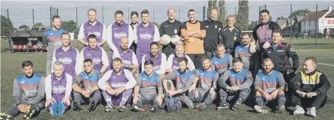  ?? PICTURE: MARK CHAMBERS PHOTOGRAPH­Y The 125th anniversar­y celebratio­ns of the Peterborou­gh Football Associatio­n continued with an exhibition game between a select XI of Peterborou­gh Sunday Morning League players and a team of veterans from the same competi ??