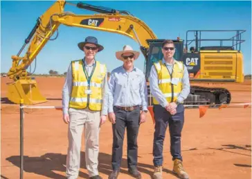  ??  ?? Sod turning at the NGP project. (left to right): Jemena managing director Paul Adams, nt chief minister michael Gunner, NGP project director Jonathan Spink.