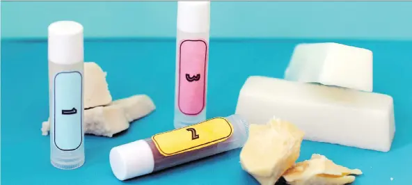  ?? HOLLY RAMER/THE ASSOCIATED PRESS ?? Shea butter and cocoa butter give homemade lip balm its moisturizi­ng qualities, while beeswax adds structure that keeps the balm solid in the tube.