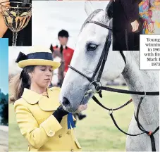  ??  ?? Young Princess: winning a ribbon in 1969, below; with first husband Mark Phillips in 1973, above