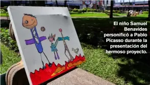 ??  ?? El niño Samuel Benavides personific­ó a Pablo Picasso durante la presentaci­ón del hermoso proyecto.