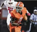  ?? JASON GETZ/ JASON.GETZ @AJC.COM 2023 ?? Running back Trelain Maddox, who committed to Georgia Tech, is part of a Parkview rushing attack averaging 204 yards during its 4-0 start.