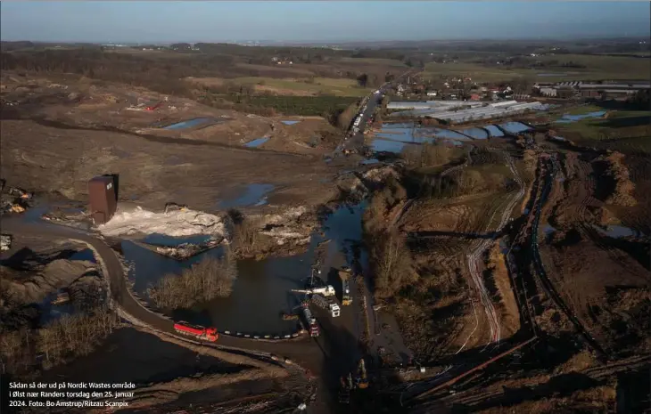  ?? ?? Sådan så der ud på Nordic Wastes område i Ølst naer Randers torsdag den 25. januar 2024. Foto: Bo Amstrup/Ritzau Scanpix