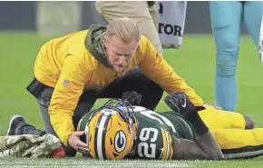  ?? ADAM WESLEY/USA TODAY NETWORK-WISCONSIN ?? Packers safety Kentrell Brice was knocked out of the game against the Dolphins with an ankle injury on Sunday.