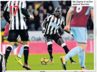  ??  ?? Mo Diame in action against Burnley