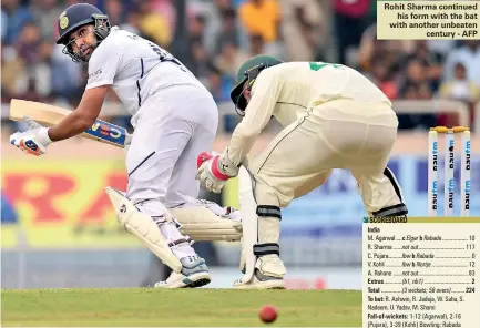  ??  ?? Rohit Sharma continued his form with the bat with another unbeaten century - AFP