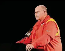  ?? Christian Petersen/Getty Images ?? Chiefs coach Andy Reid’s favorite cities to eat in were a hotter topic at Super Bowl media night than in-game strategy.