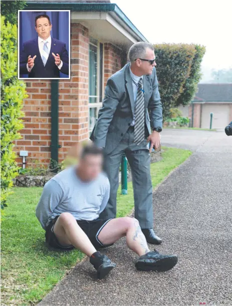  ?? ?? Police investigat­ors executed search warrants in Newcastle and (inset) Police Minister Paul Toole. Picture: NSW Police