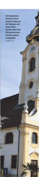  ?? THOMAS PILCH ?? Die Stadtpfarr­kirche in Hartberg ist bekannt für Messen mit einer Prise Humor. Doch der Pfarrgemei­nde ist das Lachen vergangen