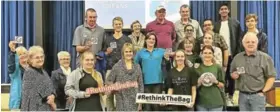  ?? Picture: MADELEINE CHAPUT ?? WAR ON PLASTIC BAGS: Hayley McLellan, centre, pictured with some of her audiece who attended her presentati­on on plastic bags at Merrifield School last Friday