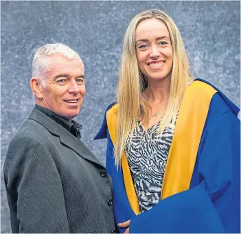  ?? ?? HONOUR: Eilish Mccolgan with dad Peter. The Commonweal­th Games gold medallist was awarded an honorary doctor of law degree at the Caird Hall ceremony yesterday. Pictures by Steve Macdougall.