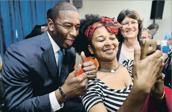  ?? JOE RAEDLE / AFP ?? Andrew Guillum, alcalde demòcrata de Tallahasse­e, serà el candidat demòcrata a governador de Florida