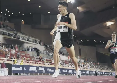  ??  ?? 0 Jake Wightman, on his way to his PB in the 1500m in Monaco, now hopes to do likewise in the 800m at the British Championsh­ips.