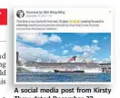  ??  ?? A social media post from Kirsty Thew dated December 27.