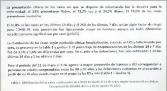  ??  ?? Esborrat. Durant tres dies Madrid va tenir penjat al web l’informe de la imatge superior, que informa al primer paràgraf de la xifra d’asimptomàt­ics que detecta. Ahir en va esborrar la referència (imatge inferior)