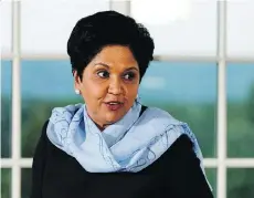  ?? CAROLYN KASTER/AP ?? PepsiCo’s departing CEO Indra Nooyi has suggested to U.S. President Donald Trump the idea of reducing corporate reporting as a way to “better orient corporatio­ns to have a more long-term view.”