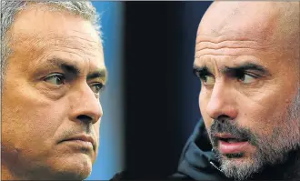  ?? Picture: GETTY IMAGES ?? NOTHING TO SAY: Manchester City manager Pep Guardiola, right, has opted to remain tight-lipped after his Manchester United counterpar­t Jose Mourinho, left, had plenty to remark about City’s buying power
