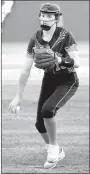  ?? Photo by Mike Capshaw ?? By Mike Capshaw mcapshaw@nwadg.com Gravette freshman Cally Kildow delivers a pitch Saturday during the Lady Lions’ 6-2 win against Bentonvill­e West in the semifinals.