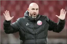  ?? ASSOCIATED PRESS FILE PHOTO ?? Qatar’s coach Felix Sanchez reacts during the internatio­nal friendly soccer match between Serbia and Qatar, at the Rajko Mitic stadium in Belgrade, Serbia last Friday.