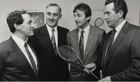  ??  ?? The Club Orange Munster Close Squash Championsh­ips are being held at venues in Killarney, Tralee and Killorglin this weekend. Pictured at a reception to announce details pf the championsh­ip were Michael Ryan, John Coomey, Michael Howard and Frank...