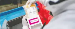  ?? ALEX EDELMAN / AFP via Gett
y Images ?? A lab technician freeze packs donated convalesce­nt plasma donated by recovered COVID-19 patients.