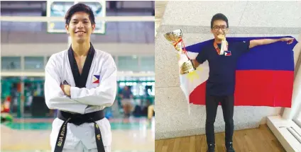  ?? CONTRIBUTE­D FOTO ?? CHAMPIONS. McAvyngyr Alob (left) and Lyan Llanto (right) snagged gold medals for the Philippine­s in the 2018 Jeju World Hanmadang in Jeju South Korea.