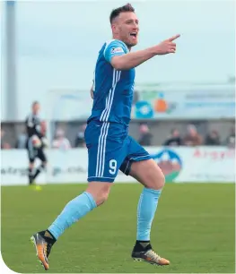  ??  ?? Peterhead’s Rory Mcallister celebrates his goal