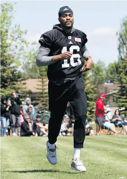  ?? KAYLE NEIS ?? The Roughrider­s’ Brandon Bridge of Mississaug­a, Ont., is the only Canadian quarterbac­k playing in the CFL. He started against the Alouettes Saturday, but struggled and was yanked en route to a loss.