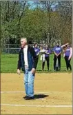  ?? PHOTO PROVIDED ?? City Councilman Bill Smith’s late father, Frank E. Smith, stands on the pitcher’s mound of the girls softball field. The field has been renamed the Frank E. Smith Softball Field.