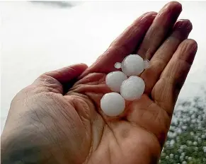  ??  ?? Hailstones from the Motueka hailstorm on Boxing Day.