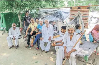  ?? PTI ?? ■ A number of Dalit families were forced to move out of Mirchpur and settle in temporary shelters after members of dominant Jat caste torched their houses.