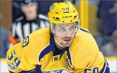  ?? AP PHOTO ?? Nashville Predators defenceman Roman Josi is pictured in this undated photo playing against the Toronto Maple Leafs during the first period of an NHL game in Nashville, Tenn.