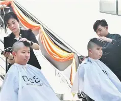  ??  ?? Students go bald at St Joseph Private School to stand in solidarity with children battling cancer.