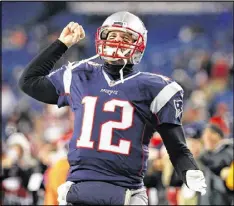  ?? GETTY IMAGES ?? Tom Brady fires up the home crowd Saturday night before the Patriots hosted the Texans in the AFC divisional round. Check your ePaper for late results.