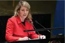  ?? Foto: Mary Altaffer, AP/NTB ?? ⮉ Canadas utenriksmi­nister Melanie Joly sa mandag at landet utviser den kinesiske diplomaten Zhao Wei. Nå svarer Kina.