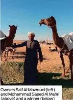  ??  ?? Owners Saif Al Mazrouei (left) and Mohammad Saeed Al Mahri (above) and a winner (below)