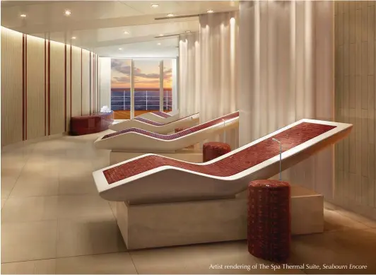  ??  ?? Artist rendering of The Spa Thermal Suite, Seabourn Encore