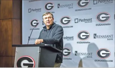  ?? Mackenzie Miles ?? Georgia head coach Kirby Smart during a press conference at the Butts-Mehre Heritage Hall in Athens, Ga., on Wednesday, Dec. 15.