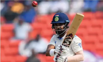  ?? Photograph: Noah Seelam/AFP/Getty Images ?? KL Rahul plays a shot during the first Test match between India and England.