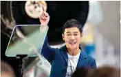  ??  ?? Yusaku Maezawa will be the first man to fly on a monster Spacex rocket around the Moon as early as 2023