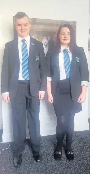  ??  ?? First day Nicky and Natasha Burns are both pupils of Calderhead High School