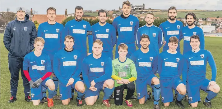  ?? Pictures by Brian Murfield ?? Scalby line up before their 7-0 defeat at Sleights in the Harbour Cup. Back, from left, manager Sam Medd, Shaun Scales, Rob Speight, Craig Rackham, Max Edwards, Chris Hannam, Tom Walker, Daniel Wedge. Front, from left, Lewis Tadman, Elliott Spurr, Mark...