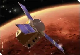  ??  ?? ▲ First of many: the UAE space probe Hope’s in-depth study of the Martian atmosphere is a first step in a space programme that aims to settle on the Red Planet