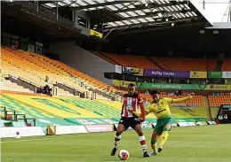  ??  ?? Premier League action from Norwich v Southampto­n last night