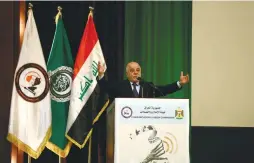  ?? (Thaier al-Sudani/Reuters) ?? IRAQI PRIME MINISTER Haider al-Abadi speaks in January during an event in Baghdad.